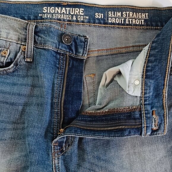 Signature by Levi Strauss S31 slim straight denim blue men's size 33 - Picture 8 of 14